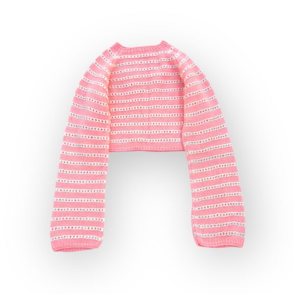 Striped Pink Cropped Knit Sweater – Cozy and Chic