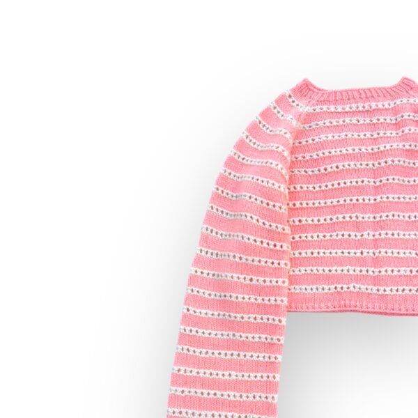 Striped Pink Cropped Knit Sweater – Cozy and Chic - Image 2