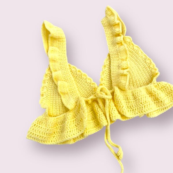 Handmade Yellow Crochet Bralette Top - Image 3