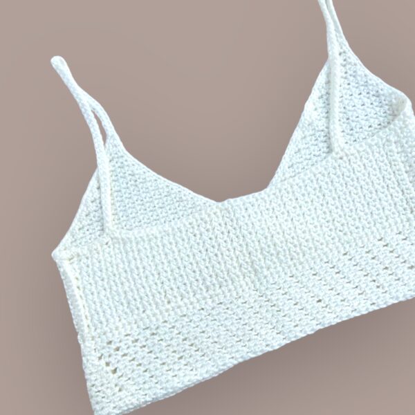 Minimalist White Crochet Bralette Top - Image 2