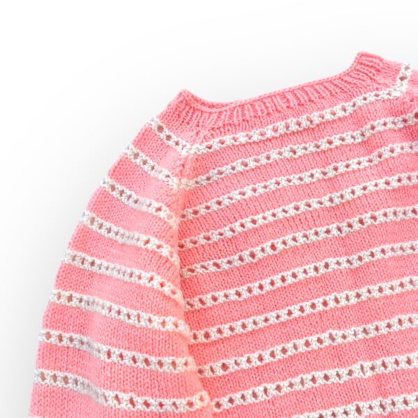 Striped Pink Cropped Knit Sweater – Cozy and Chic - Image 4